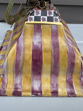 Mackenzie Childs Torquay Kelp & Urchin Pottery 8” Square Hanging Lamp